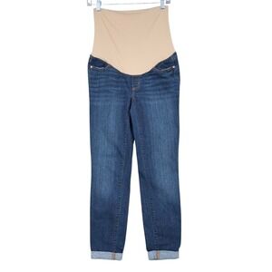 LOFT Maternity Jeans Size 2‎ Dark Wash Denim Cuff Ankle Stretch Comfortable